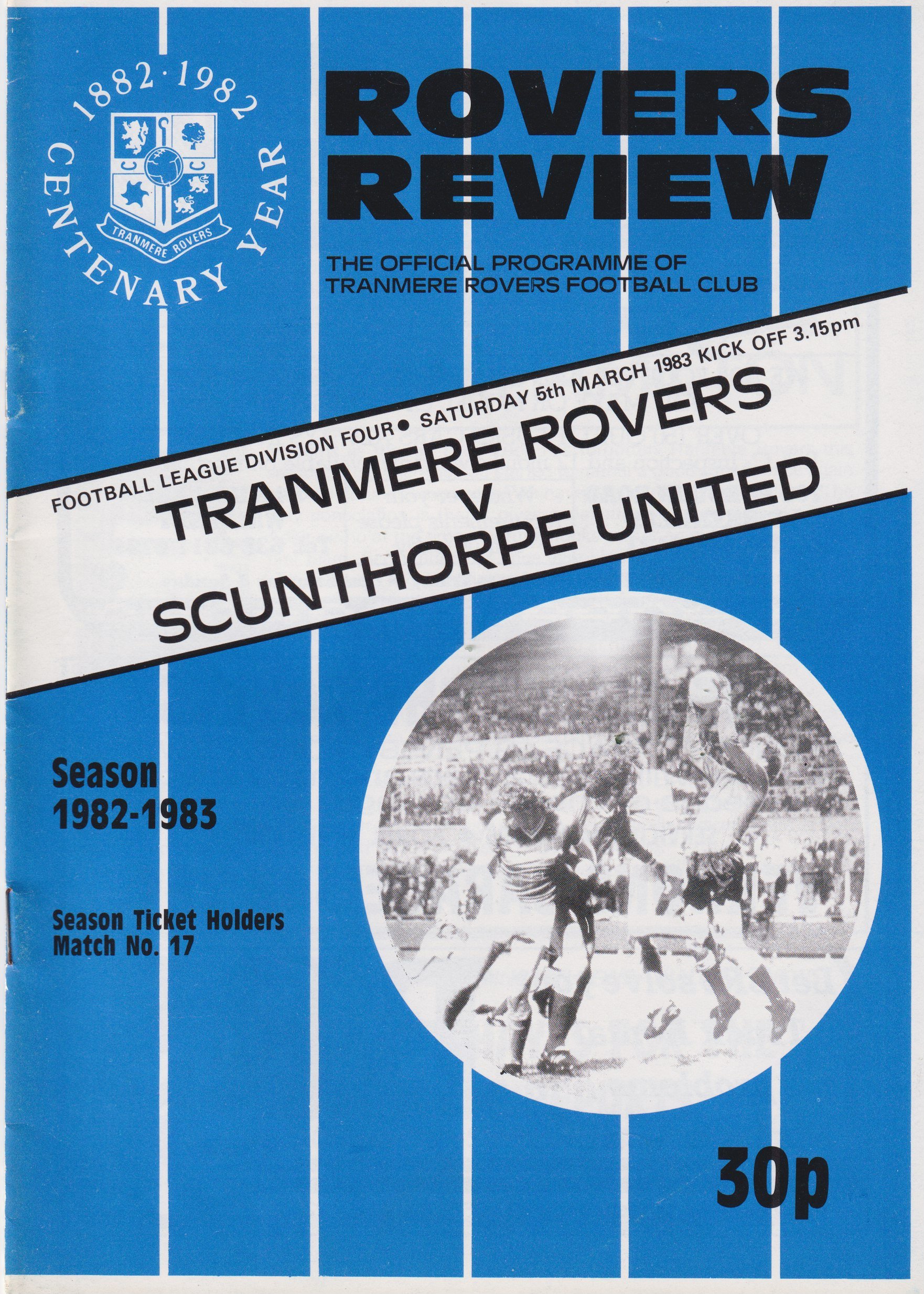 Tranmere Rovers v Scunthorpe United match programme